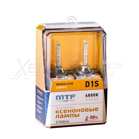 Лампа ксенон MTF D1S 4800K Absolute Vision +50% (BOX), к-т 2шт Лампа ксенон MTF D1S 4800K Absolute Vision +50% (BOX), к-т 2шт