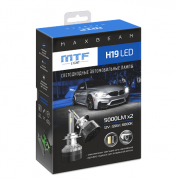 Лампа LED MTF LIGHT MaxBeam, H19, 12V, 55W, 5000lm, 6000K кулер (к-т)