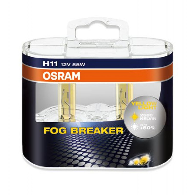 Галогеновые лампы OSRAM Fog Breaker +60% 2600K H11 (BOX) Галогеновые лампы OSRAM Fog Breaker +60% 2600K H11 (BOX)