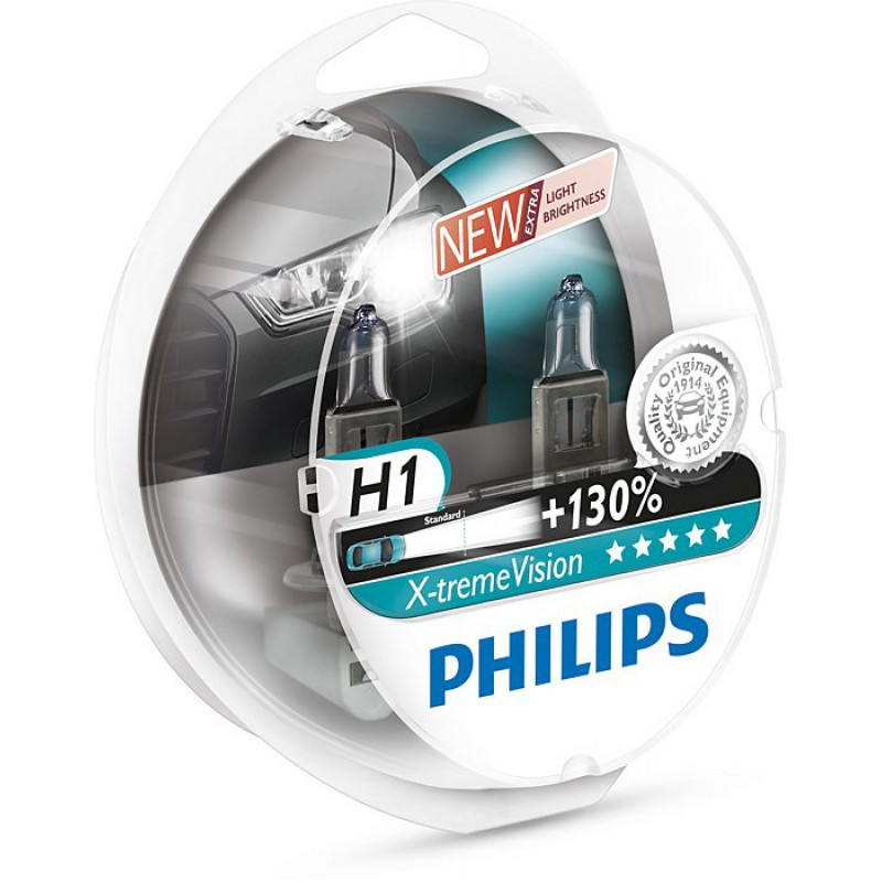 Галогеновые лампы Philips X-treme Vision +130% H1 (55W) BOX Галогеновые лампы Philips X-treme Vision +130% H1 (55W) BOX