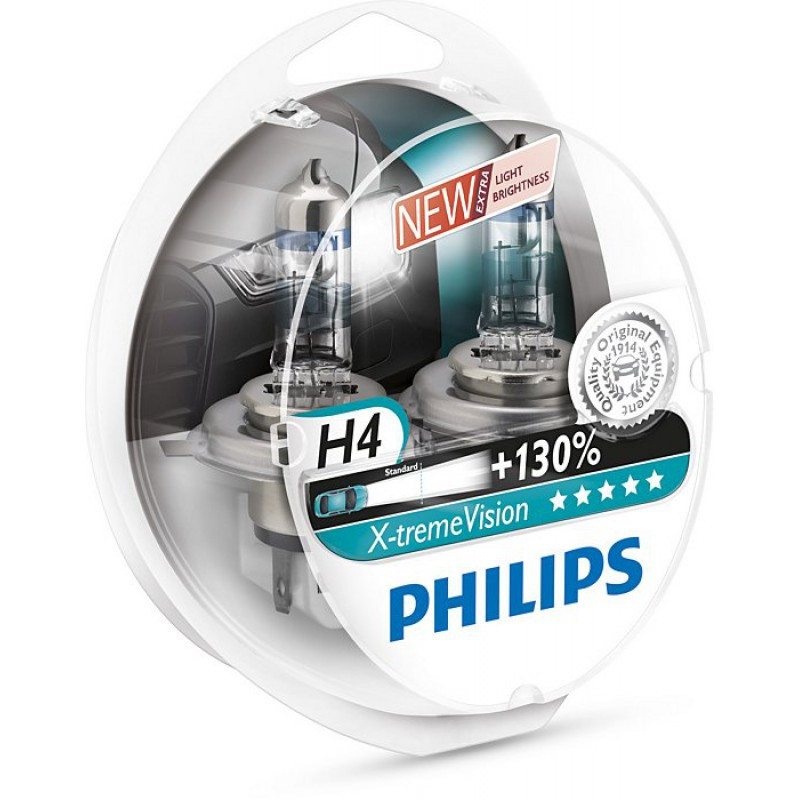 Галогеновые лампы Philips X-treme Vision +130% H4 (60/55W) BOX Галогеновые лампы Philips X-treme Vision +130% H4 (60/55W) BOX